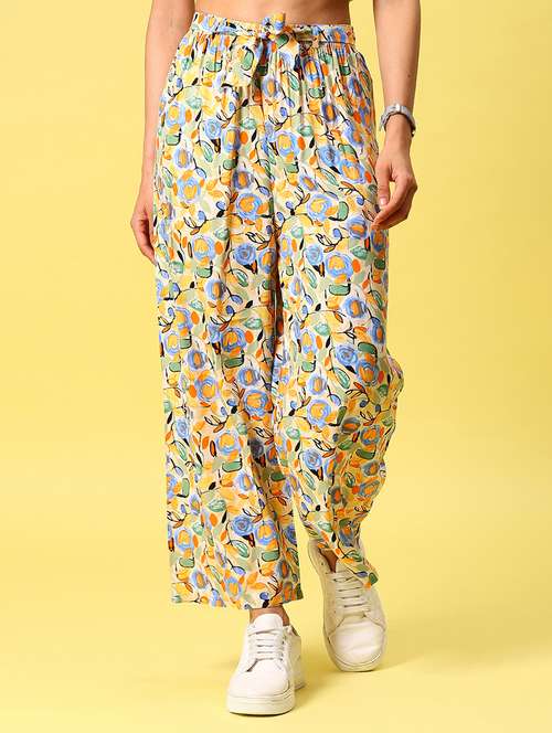 women printed high rise straight palazzo - 21944874 -  Standard Image - 0