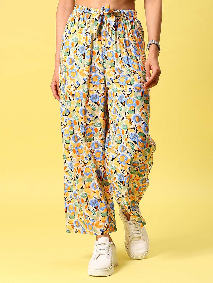 women printed high rise straight palazzo