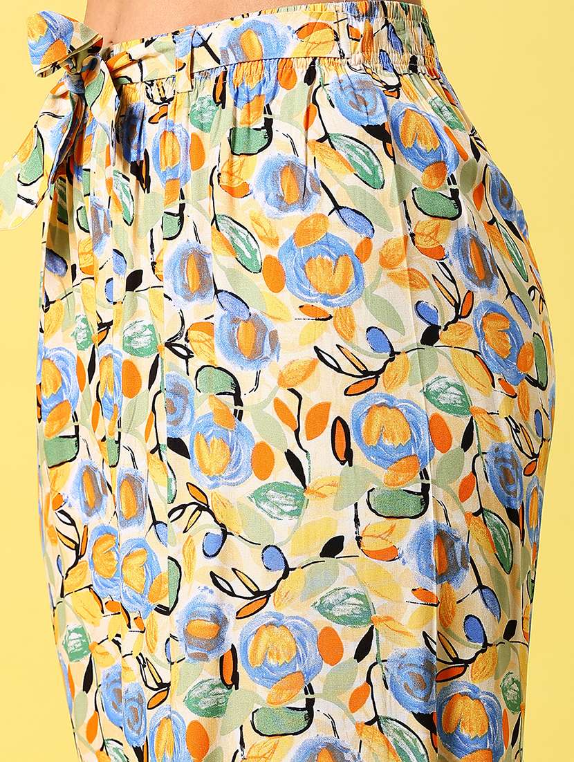 women printed high rise straight palazzo - 21944874 - Standard Image - 2