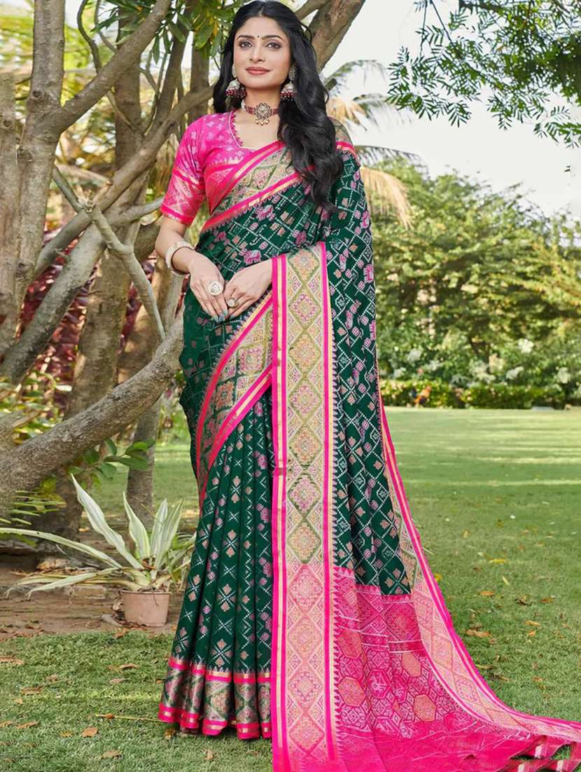 women self design patola saree with blouse