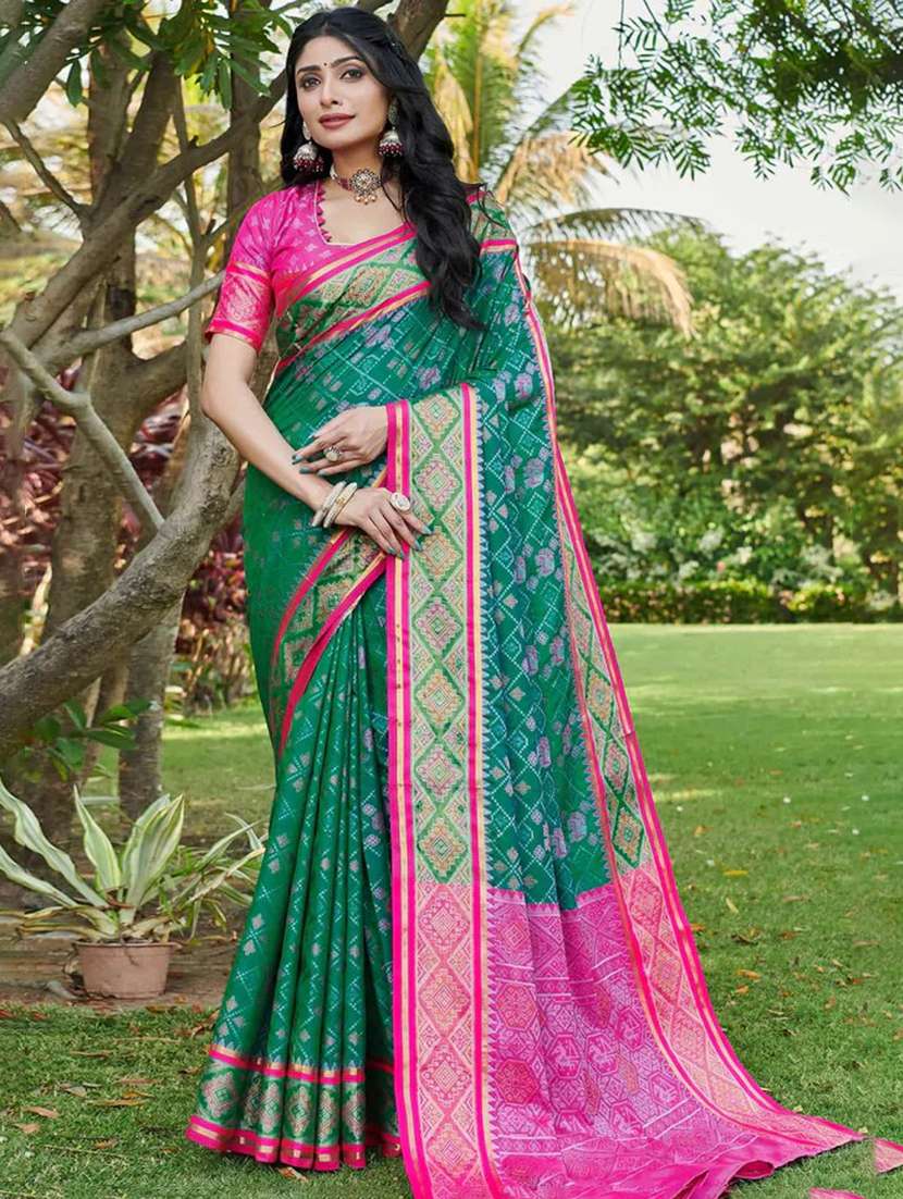women self design patola saree with blouse