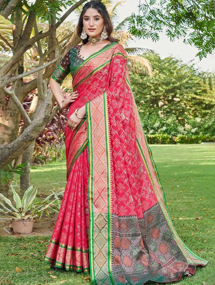 women self design patola saree with blouse