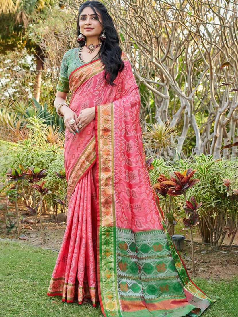 women self design patola saree with blouse