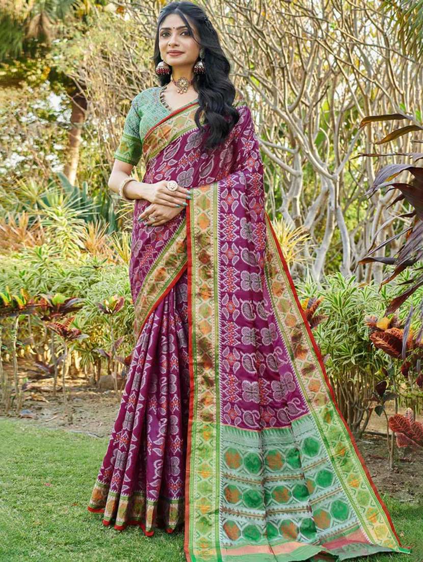 women self design patola saree with blouse