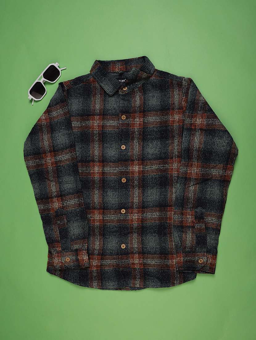 boys checkered long sleeve casual shirt