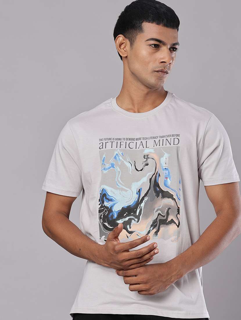 men front print short sleeve regular fit t-shirt