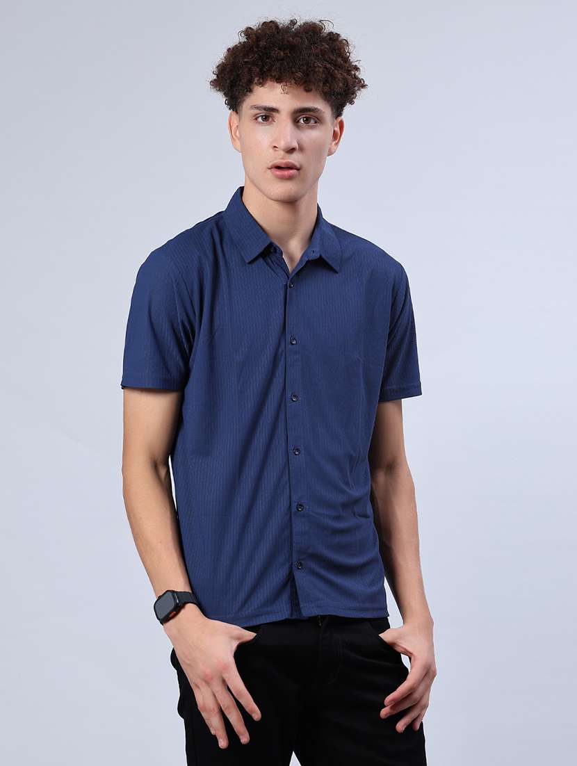 men solid collared short sleeve shirt - 21945013 -  Standard Image - 2