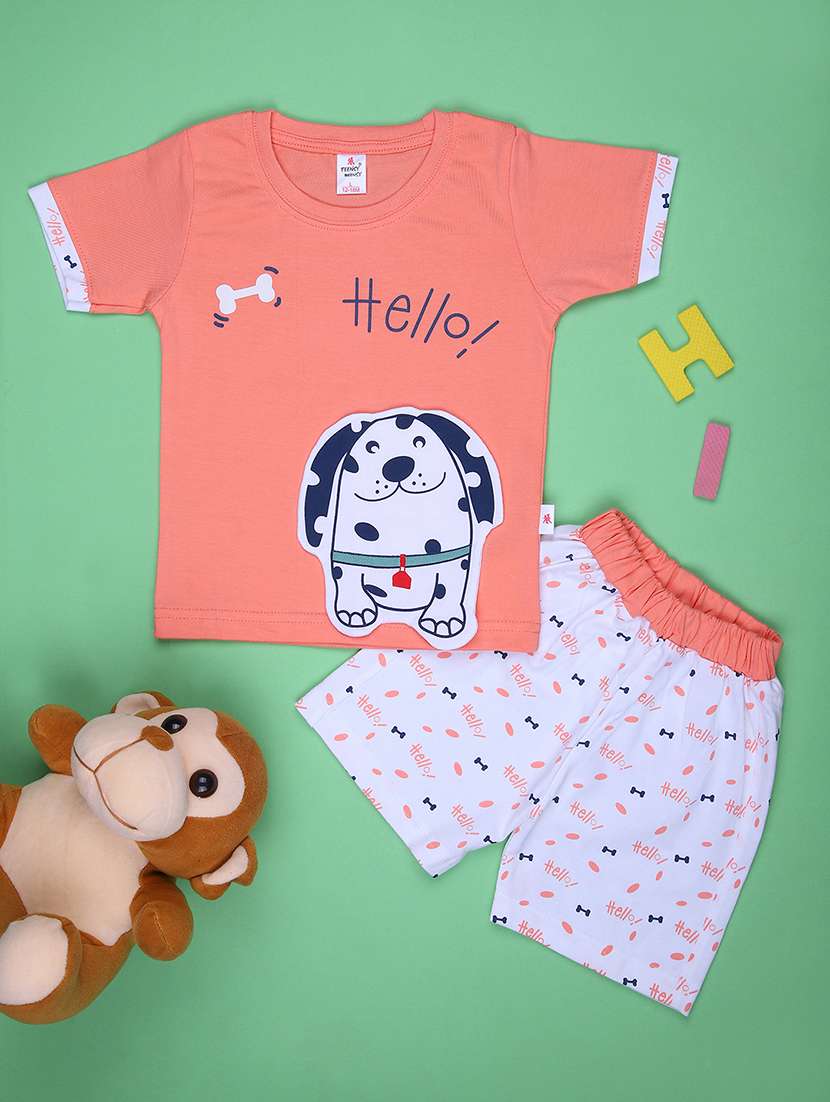 boys printed t-shirt & shorts twin set