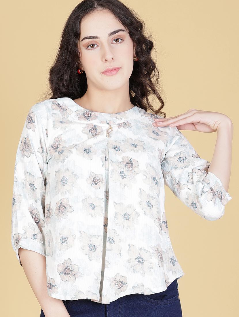 women printed three quarter sleeve regular top - 21946236 -  Zoom Image - 0