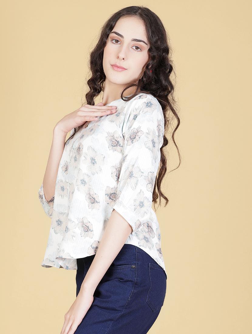 women printed three quarter sleeve regular top - 21946236 - Standard Image - 2