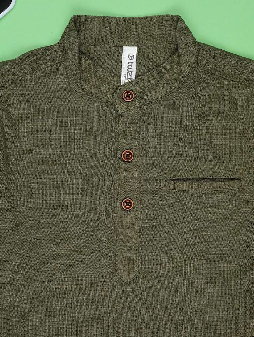 boys solid long sleeve short kurta - 21946251 -  Standard Image - 2