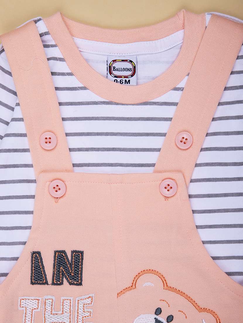 boys striped t-shirt & dungaree casual wear set - 21946259 -  Standard Image - 2