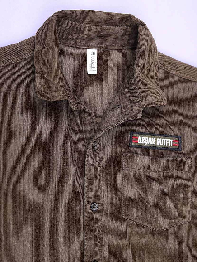 boys solid collared long sleeve shirt - 21946307 -  Standard Image - 2