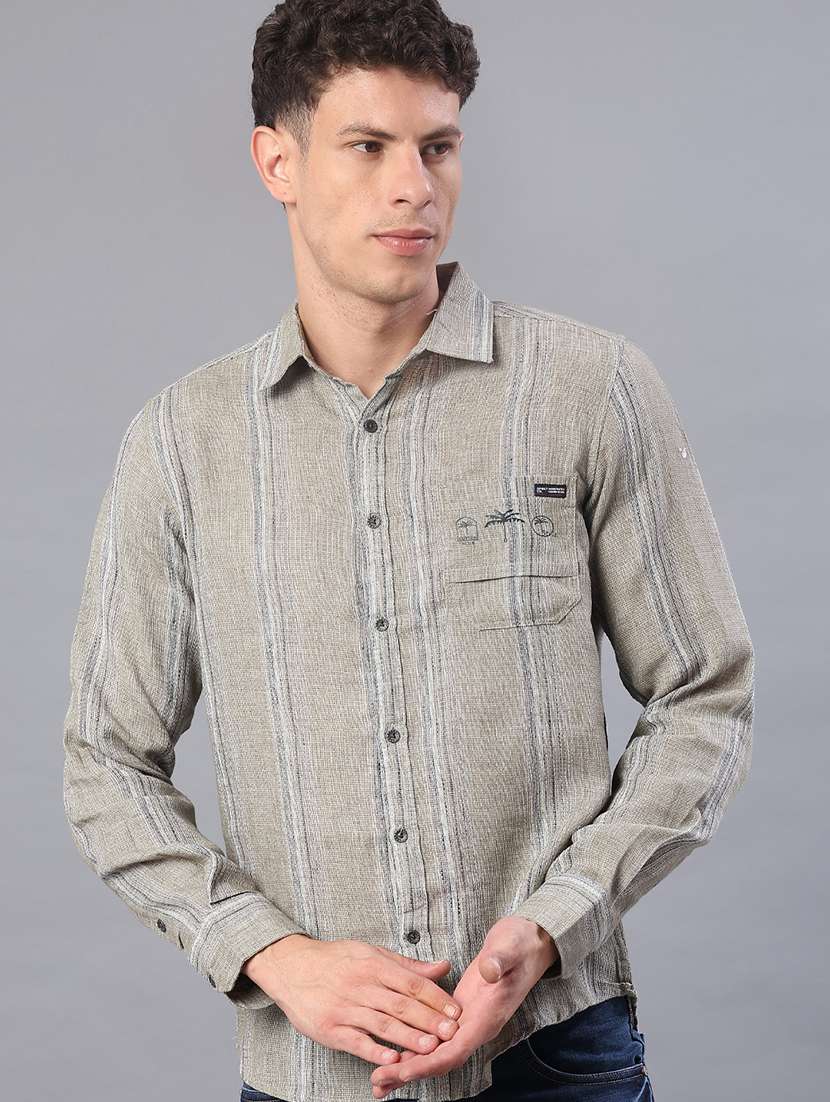 men printed collared long sleeve shirt - 21946310 -  Standard Image - 2