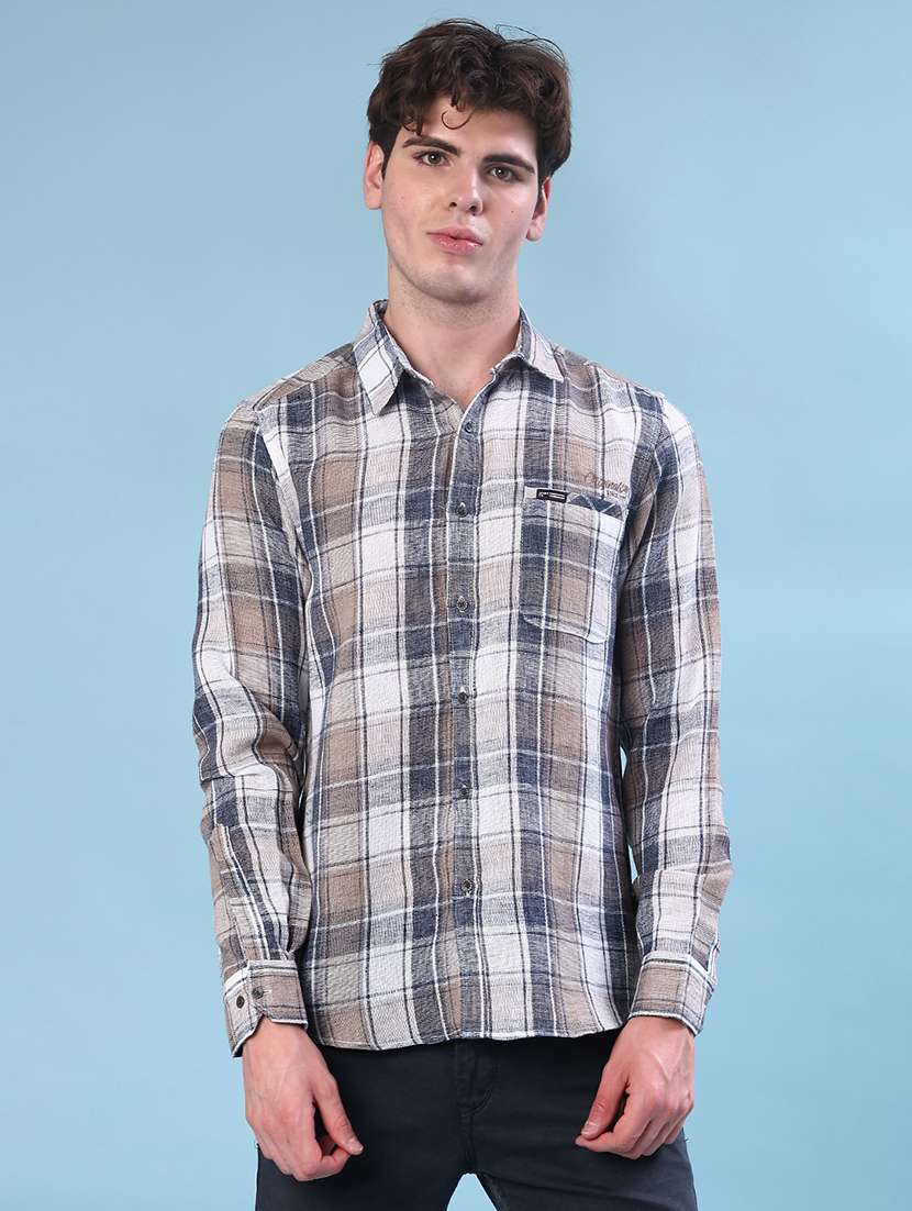 men checkered collared long sleeve shirt - 21946311 -  Standard Image - 2