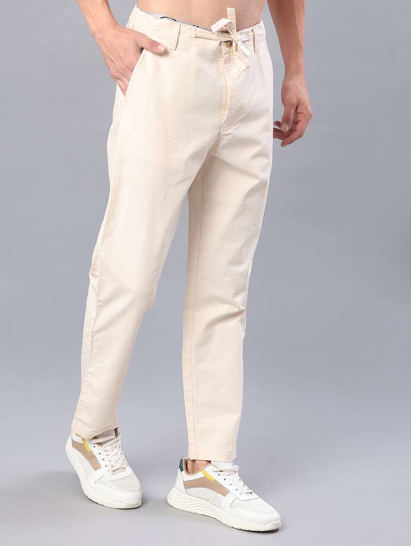 men solid mid rise chinos casual trouser - 21946314 -  Standard Image - 2