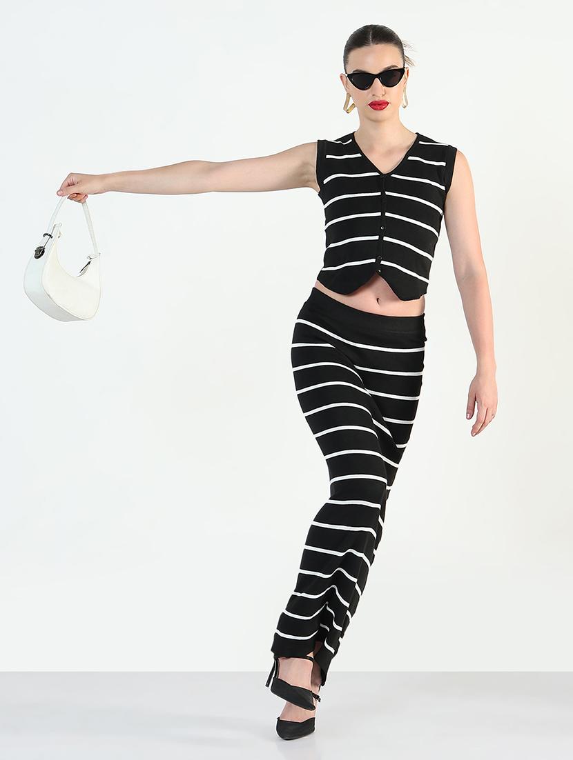 women striped top and skirt co-ord set - 21946338 - Standard Image - 2