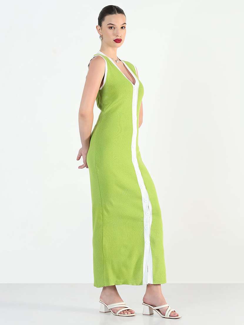 women solid sleeveless maxi button -down bodycon dress - 21946352 -  Standard Image - 2