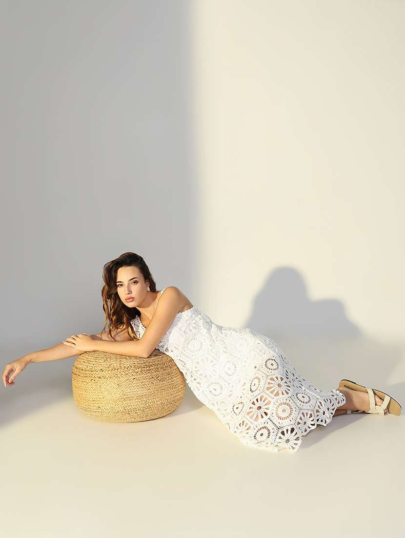 women white sleeveless crochet a-line dress - 21946359 -  Standard Image - 2