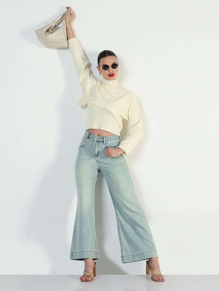 women cream solid long sleeve layered top - 21946378 - Standard Image - 2