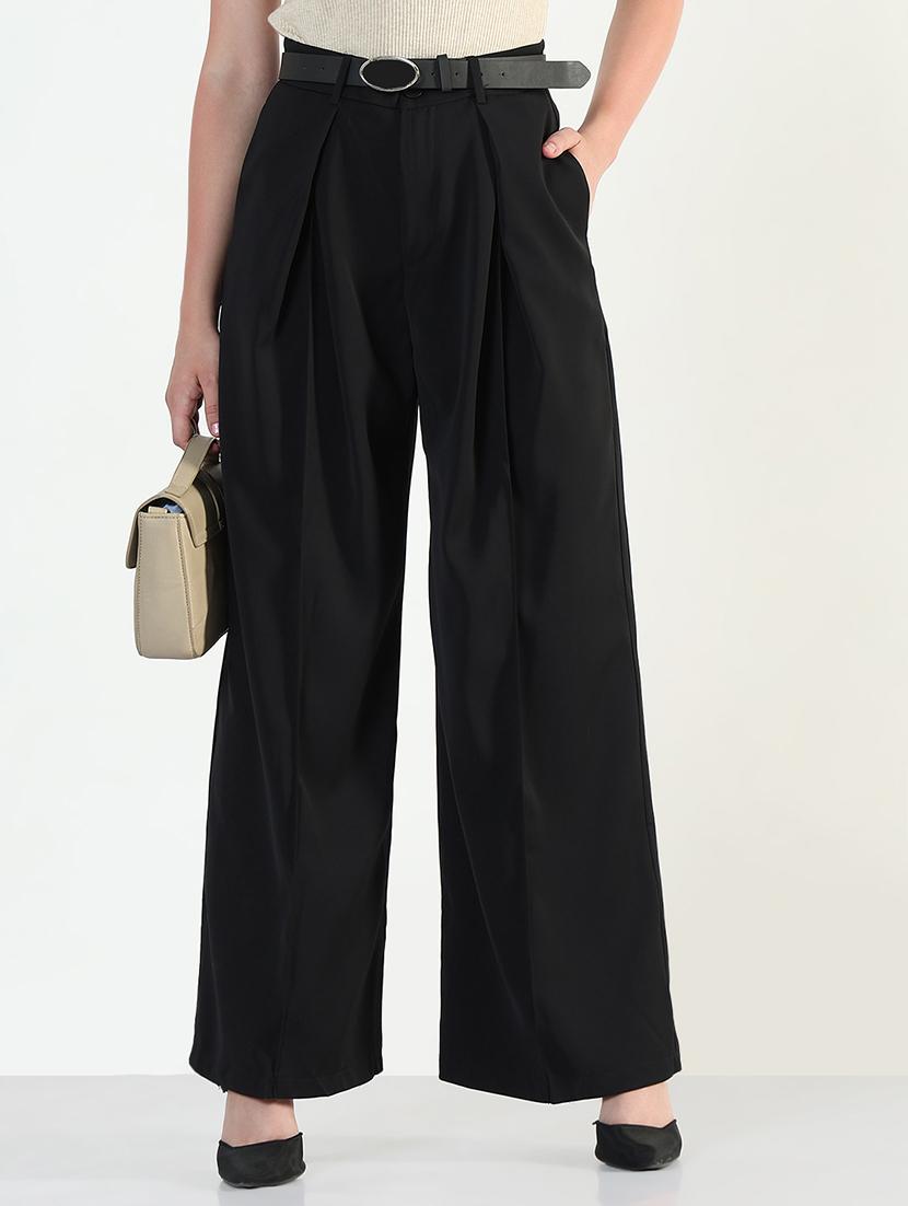 women solid high rise korean pants  - 21946379 -  Zoom Image - 0