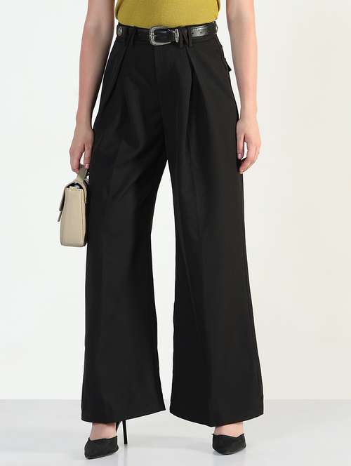 women solid high rise korean pants  - 21946381 -  Standard Image - 0