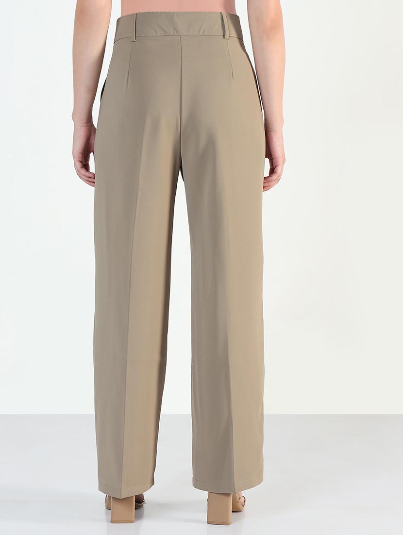 women solid high rise korean pants - 21946390 - Standard Image - 2