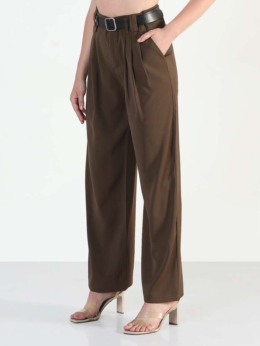 women solid high rise korean pants  - 21946398 -  Standard Image - 2