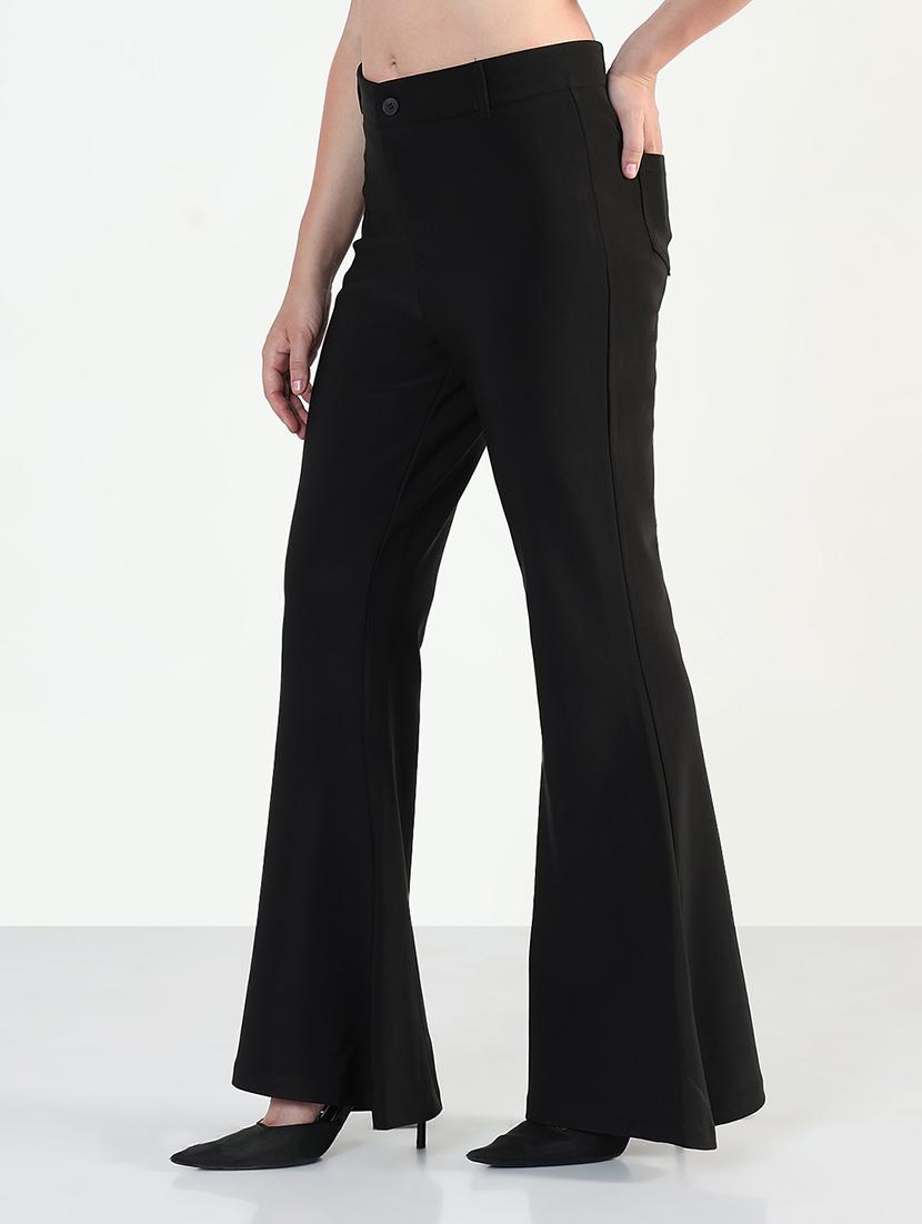 women black solid mid rise bootcut trouser - 21946399 - Standard Image - 2