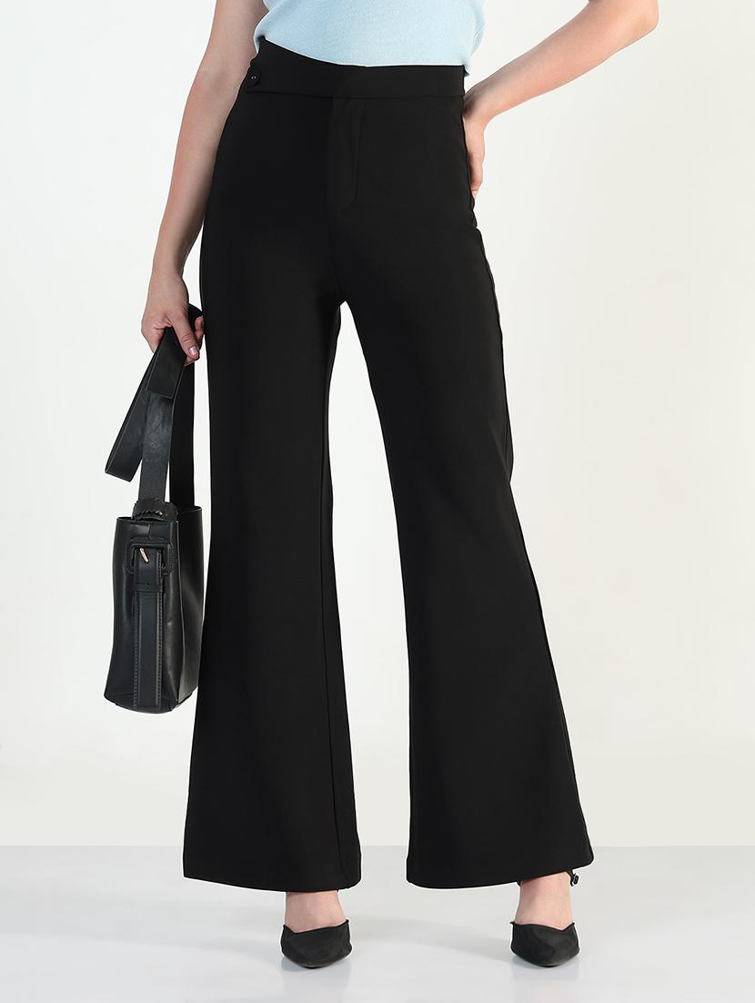 women black solid high rise bootcut trouser - 21946404 - Zoom Image - 0
