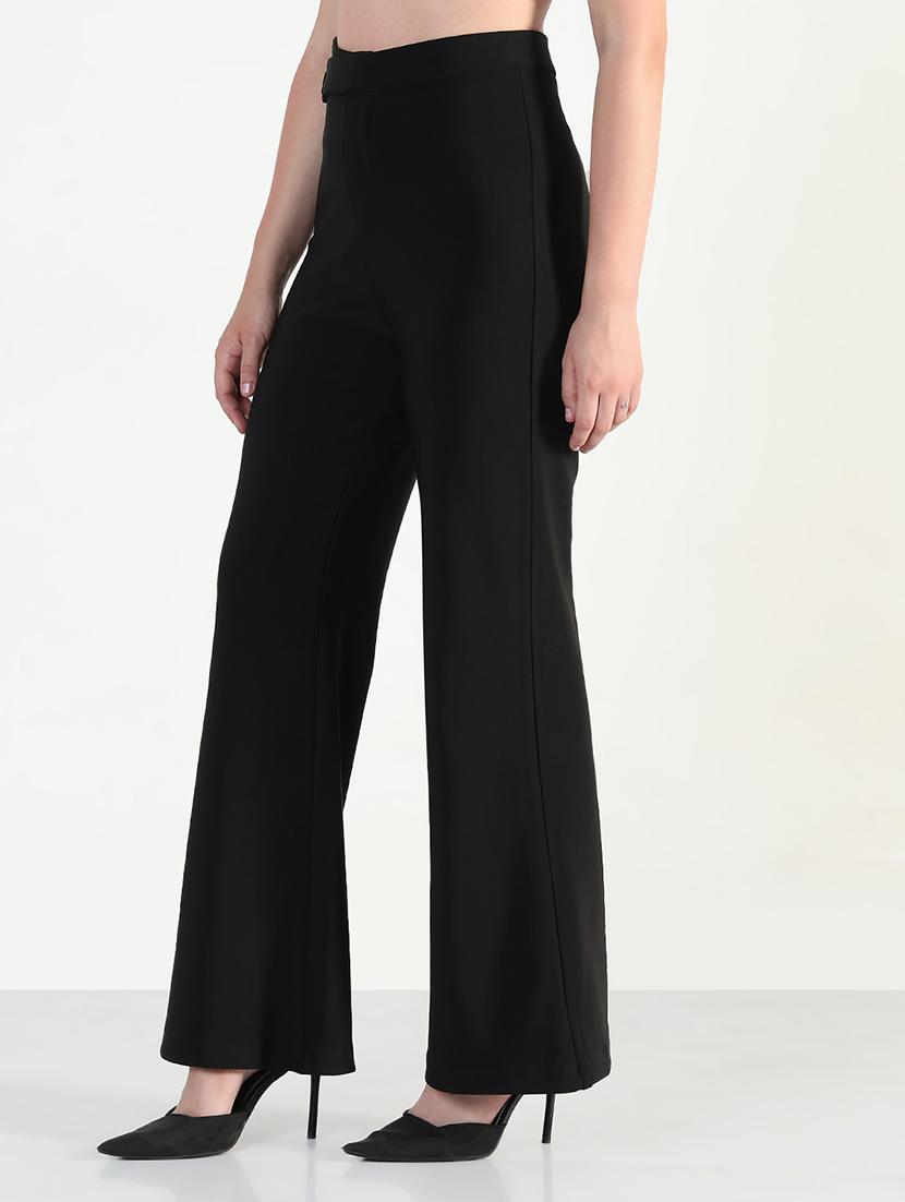 women black solid high rise bootcut trouser - 21946404 - Standard Image - 2