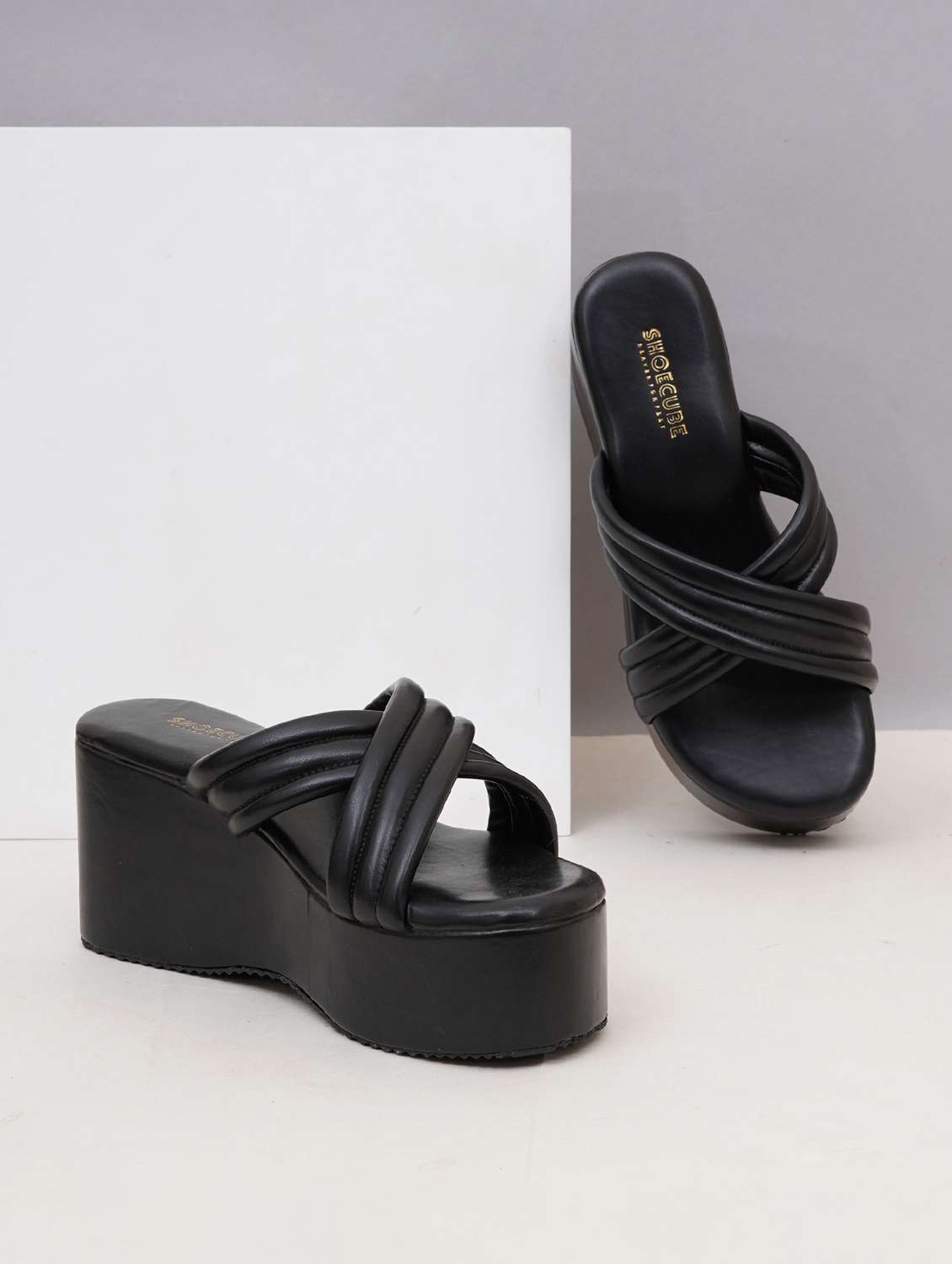 women solid slip on wedge