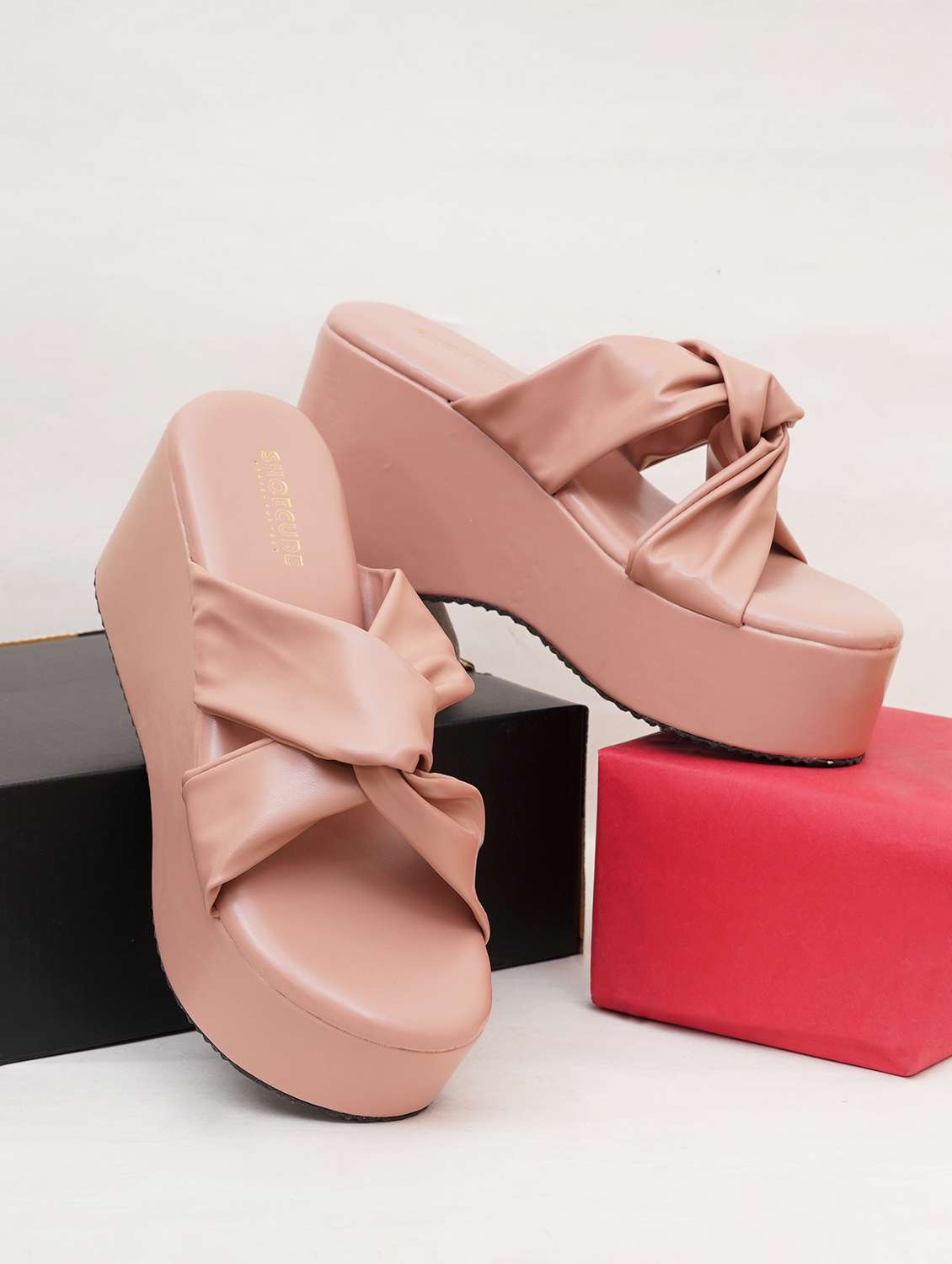 women solid slip on wedge