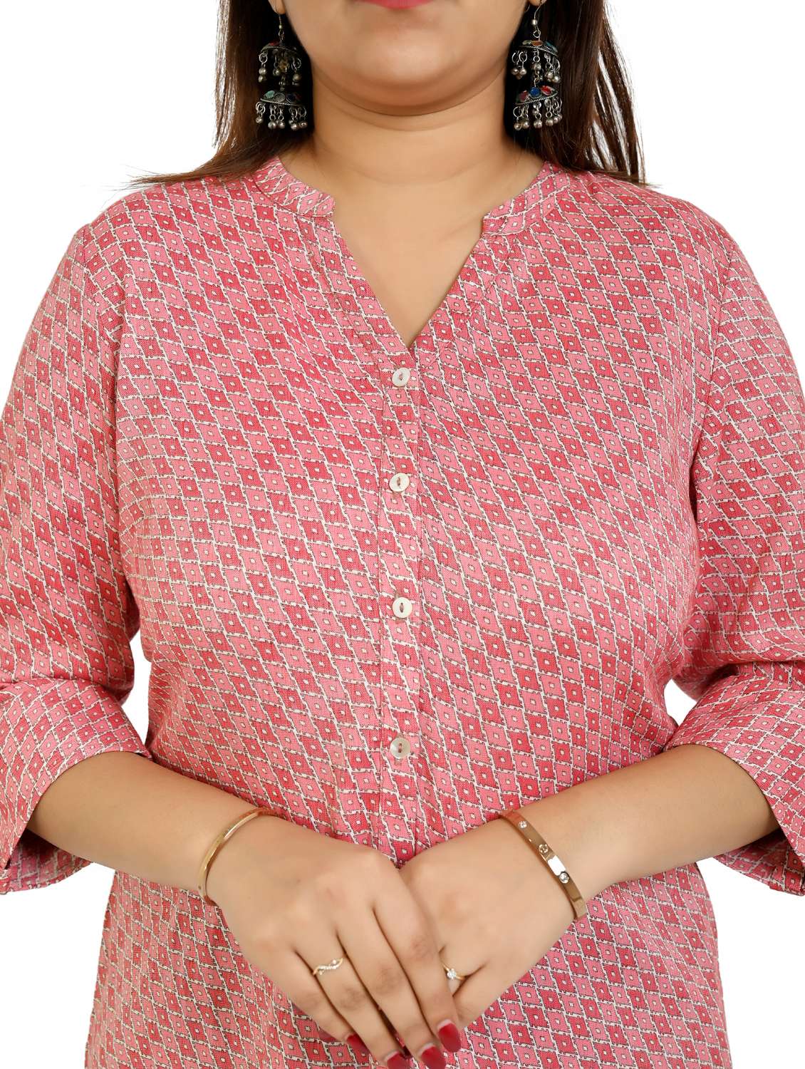 women three quarter sleeve a-line ethnic top - 21946416 -  Standard Image - 2