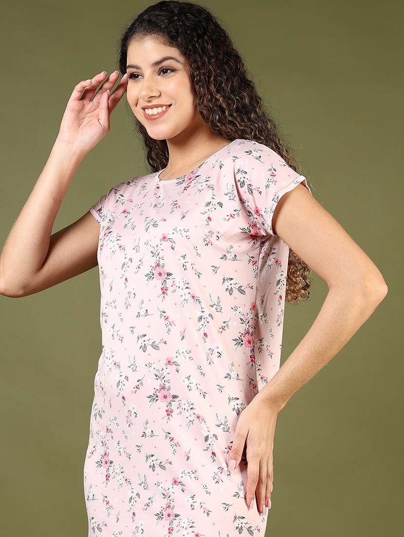 women floral printed short sleeve sleepshirt - 21946436 -  Standard Image - 2