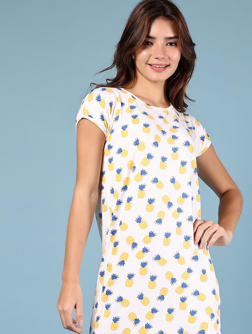 women printed short sleeve round neck sleepshirt - 21946438 - Standard Image - 2