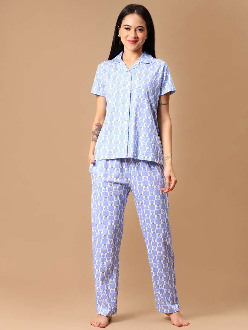 women printed nightwear pyjama set