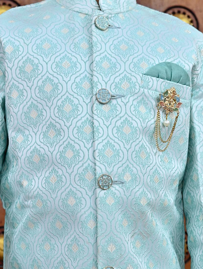 boys self design mandarin neck sherwani set - 21946710 - Standard Image - 2