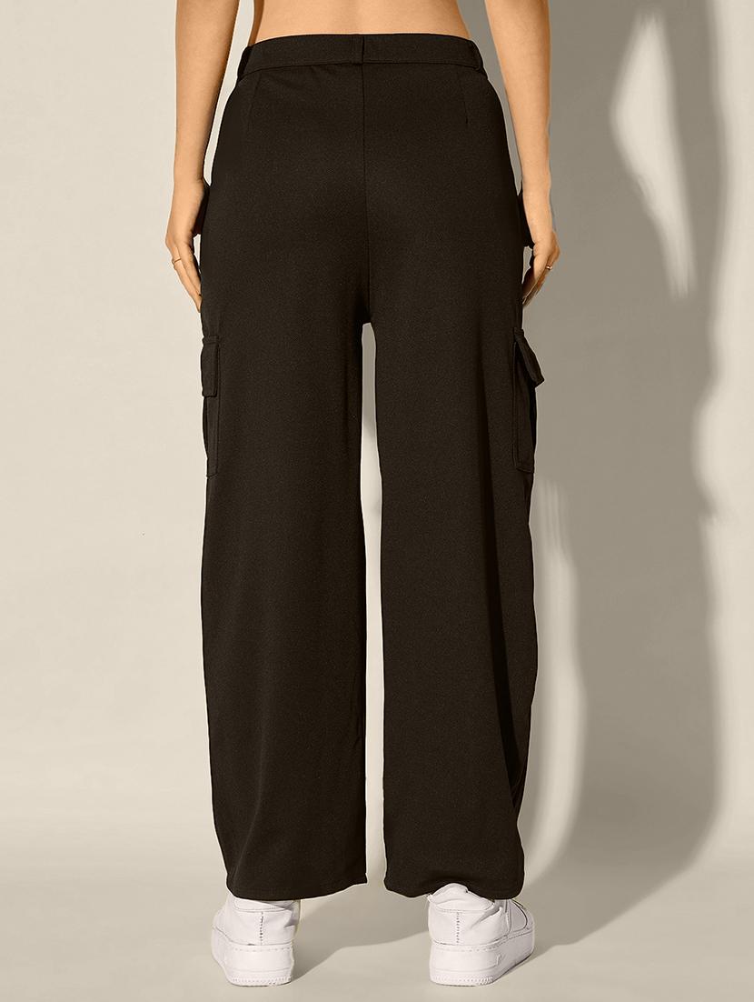 women solid mid rise relaxed fit cargo - 21946760 - Standard Image - 2