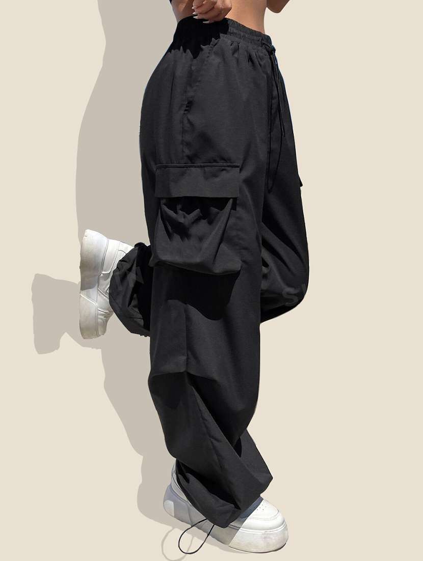 women solid high rise parachute pant - 21946761 - Zoom Image - 0