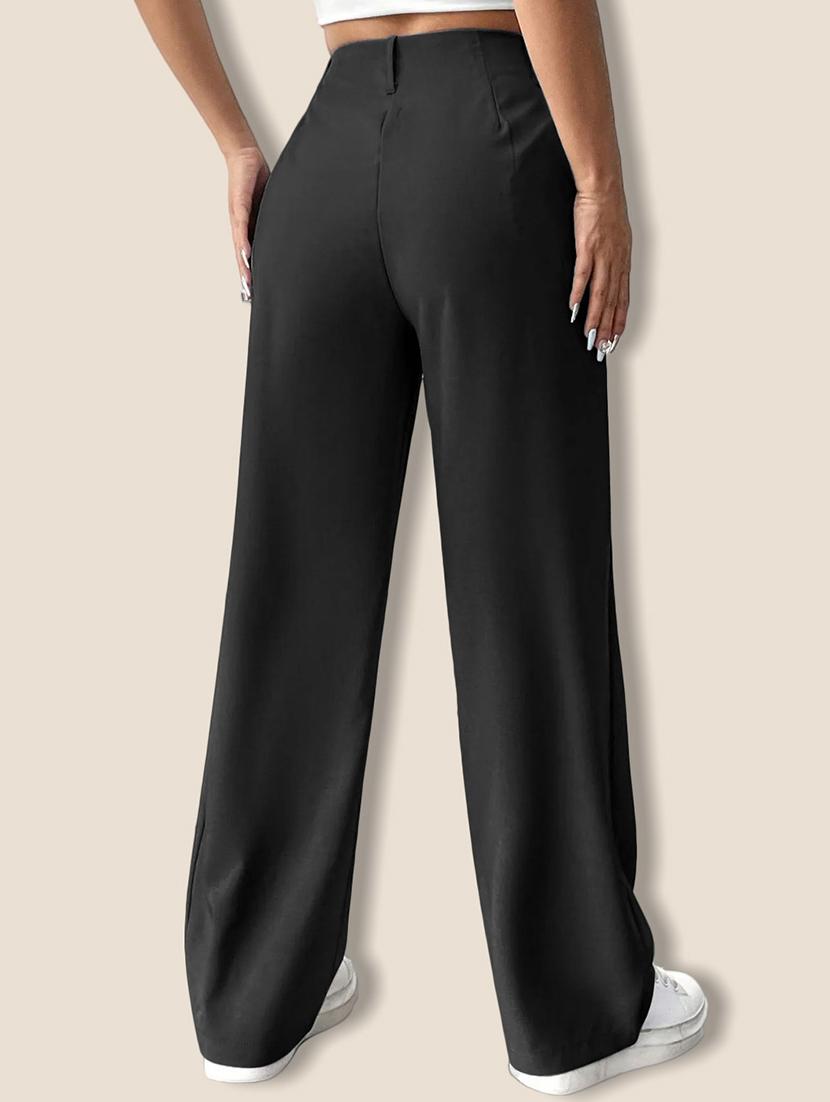 women solid high rise korean trouser - 21946788 - Standard Image - 2