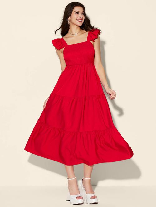 women solid sleeveless tiered dress - 21946794 - Standard Image - 0