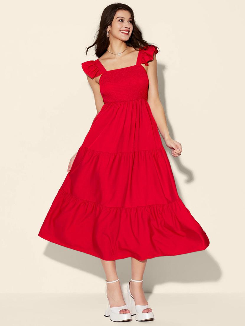 women solid sleeveless tiered dress - 21946794 - Zoom Image - 0
