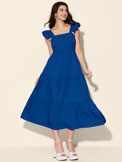 women solid sleeveless tiered dress - 21946795 - Standard Image - 0