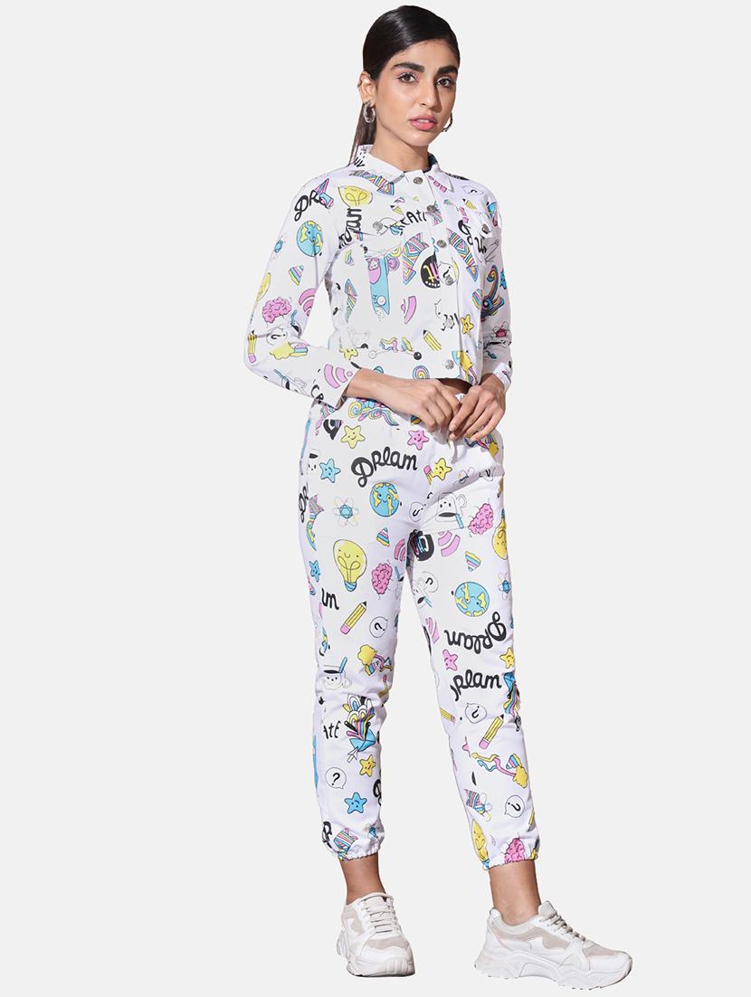 white cotton blend jacket and trouser set coord - 21946799 - Standard Image - 2