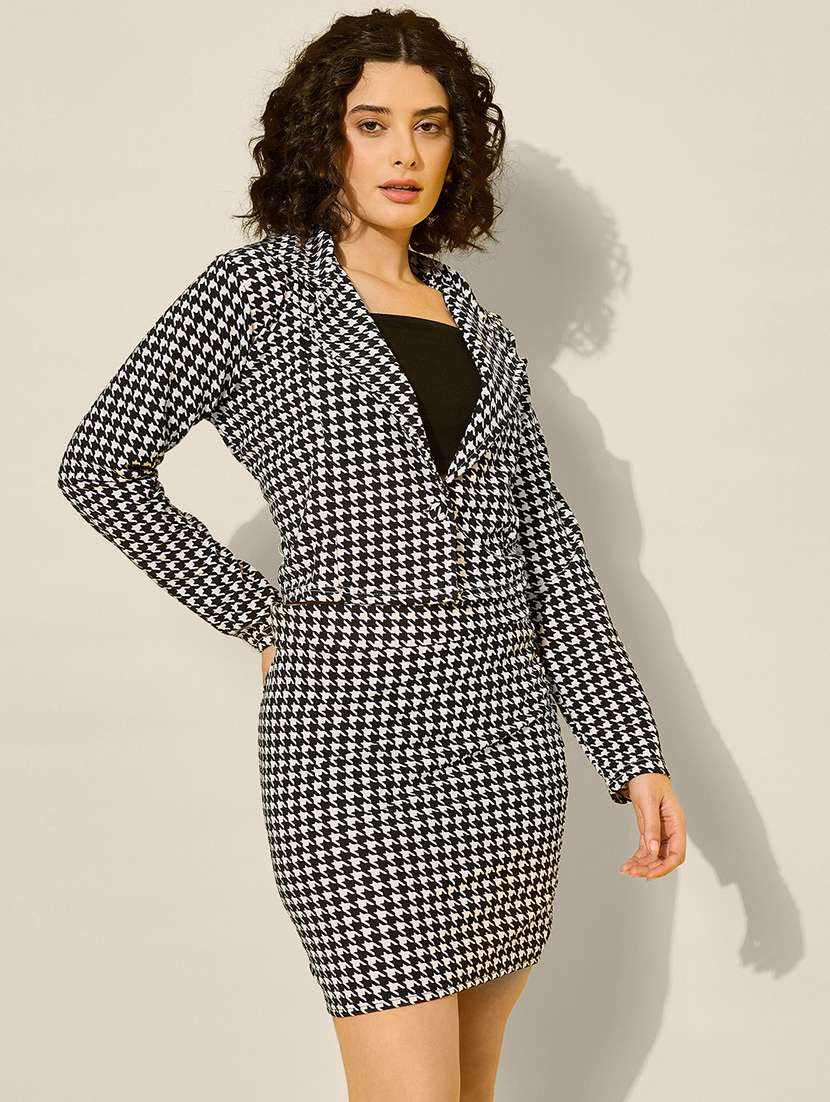 multi colored cotton blend blazer and skirt set coord - 21946801 - Standard Image - 2