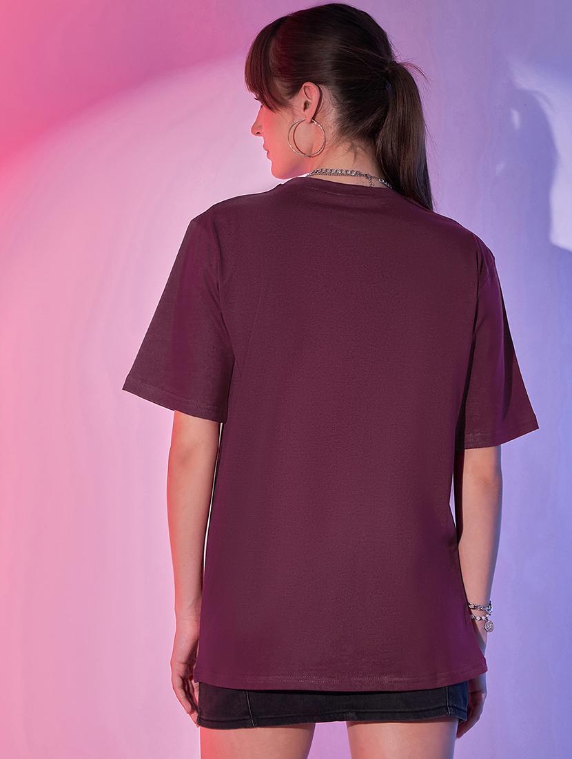women solid short sleeve oversized t-shirt - 21946811 - Standard Image - 2