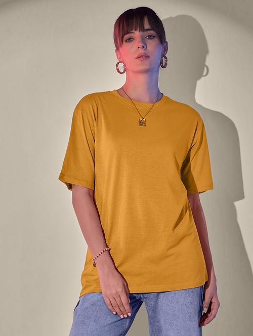 women solid short sleeve oversized t-shirt - 21946814 - Standard Image - 0