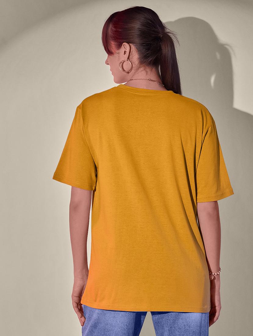 women solid short sleeve oversized t-shirt - 21946814 - Standard Image - 2