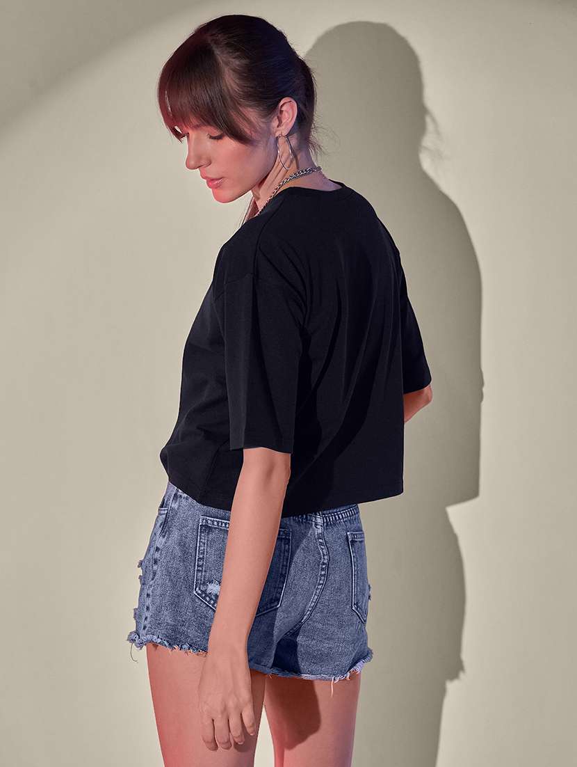 women pack of 2 solid short sleeve crop t-shirt - 21946827 - Standard Image - 2